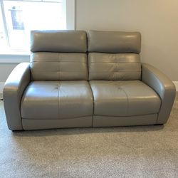SALE - Leather Reclining Dania Couch With Adjustable Headrest