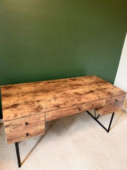 Rustic Industrial Desk + 2 Matching Bookshelves