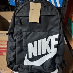 *NEW* Nike Black Backpack with Large White Logo  3 Pockets with Tags