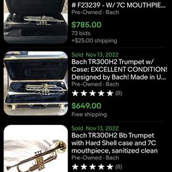 Bach Trumpet Model TR300H2 Silver & Vincent Bach Mouthpiece - Great Shape w/Case