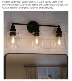 3-Light Black Farmhouse Vanity Light Fixture