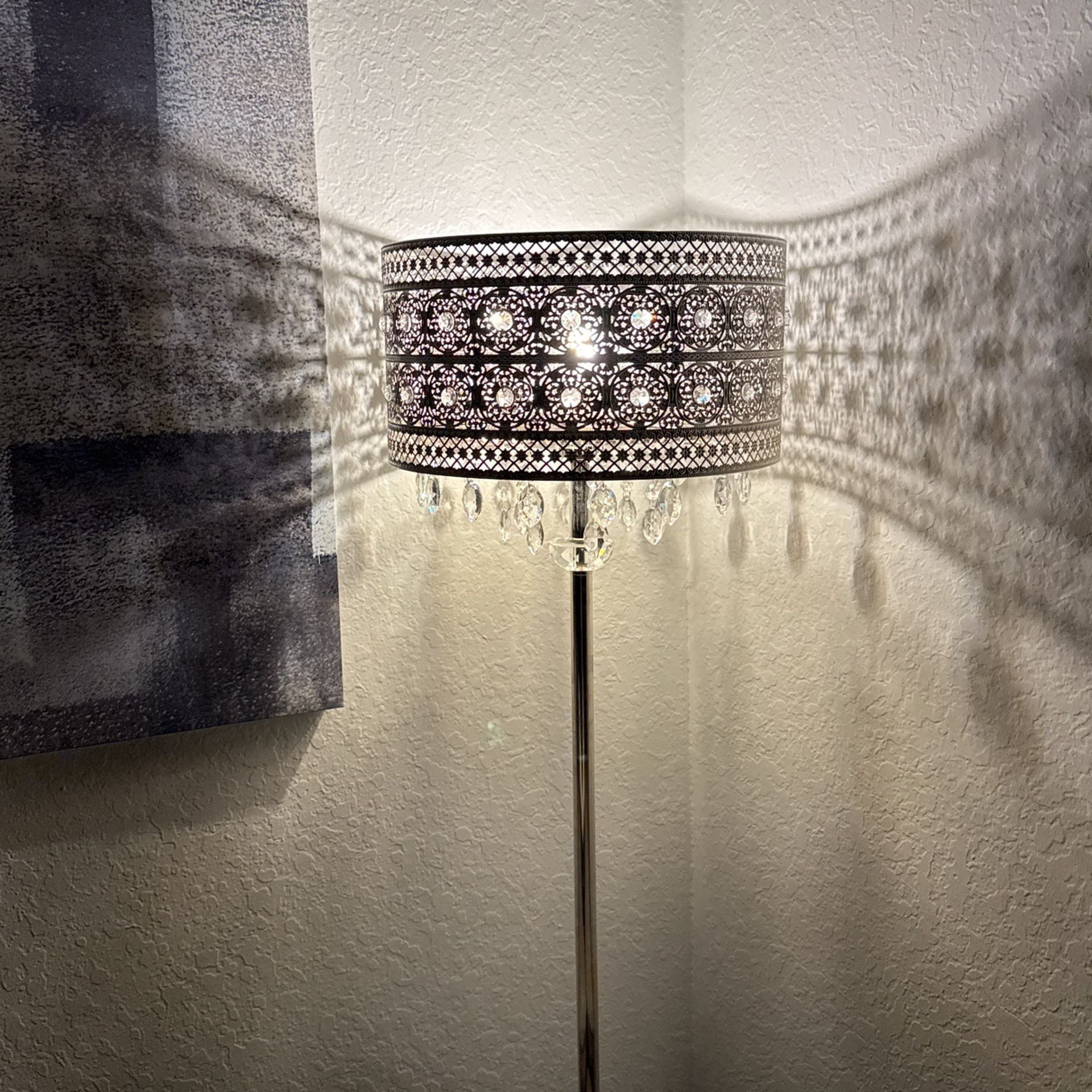 Chrome and Crystals Floor Lamp