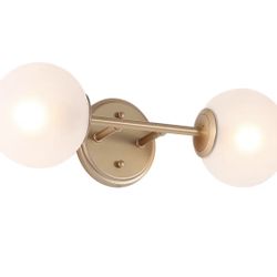Wall Sconce, Gold Bathroom Light Fixtures, 2-Light Modern Sconce Wall Lighting with Globe Frosted Glass Shade for Bedroom, Living Room 