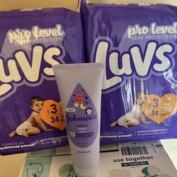 Size 3 Luvs Diapers And Johnson Lotion 