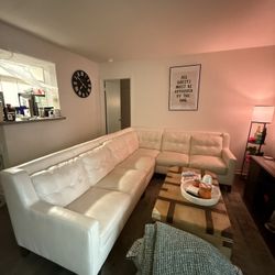 White Leather Sectional Couch $950