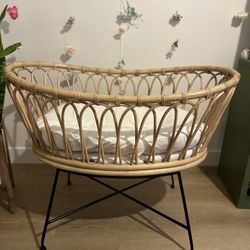 Crate And Barrel Rattan Baby Bassinet