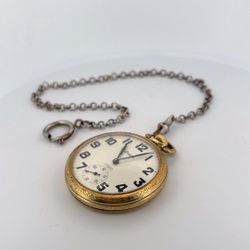 Arnex 17 Jewels Swiss Pocket Watch, 1950s Railroad Train Case - 6445 Movement