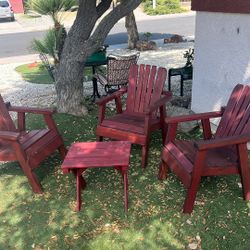 3 Wood Chairs And Small Table 