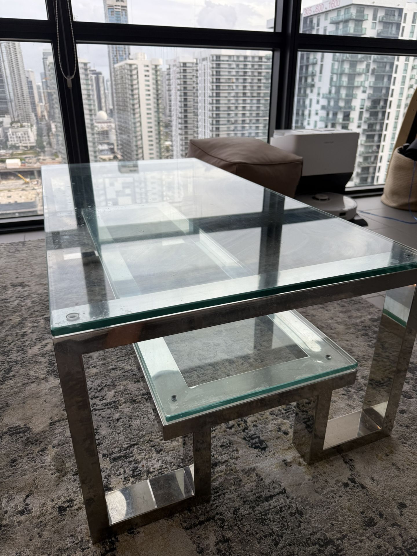Glass And Metal Coffee Table