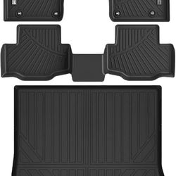 Floor Mats & Cargo Liner for 2025 Mazda CX-70 CX70 PHEV,1st 2nd Row with Trunk Mat,TPE All Weather Protection Slush Floor Liner Black