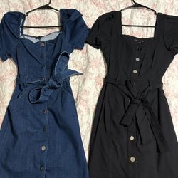 Denim Dress And Black Dress 