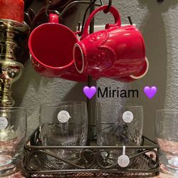 Porta Tazas Y 4 Tazas Ruby 