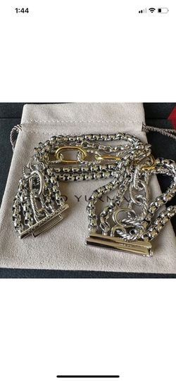 David Yurman 29mm multirow chain bracelet .925 Sterling Silver with 1/4 in 18k yellow gold