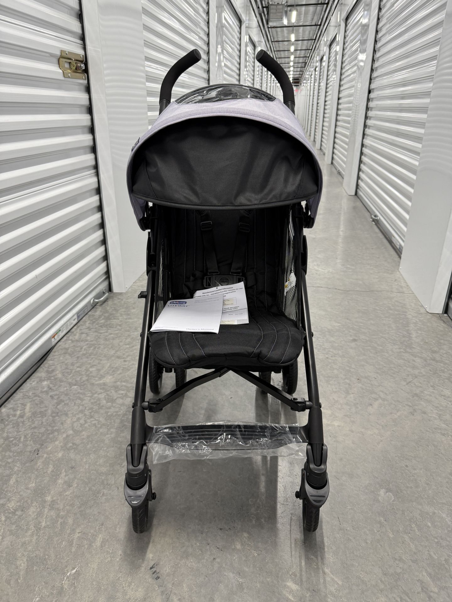 New Open Chicco Liteway Umbrella Stroller Lavender Gray Compact Lightwaeight Travel
