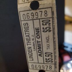 Linden Nj Movie THEATRES TICKETS  1970