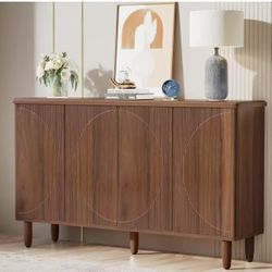 New assembled Buffet Cabinet Sideboard with Storage, Modern Storage Cabinet Sideboard Buffet Table with Doors for Living Room Kitchen Dining Room (Bro