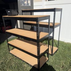 Set of 2 Metal Storage Shelves warehouse shelving garage storage adjustable 