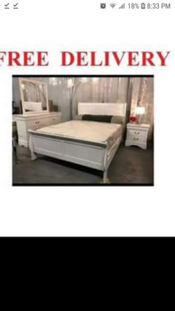 New white queen 4pcs bedroom set