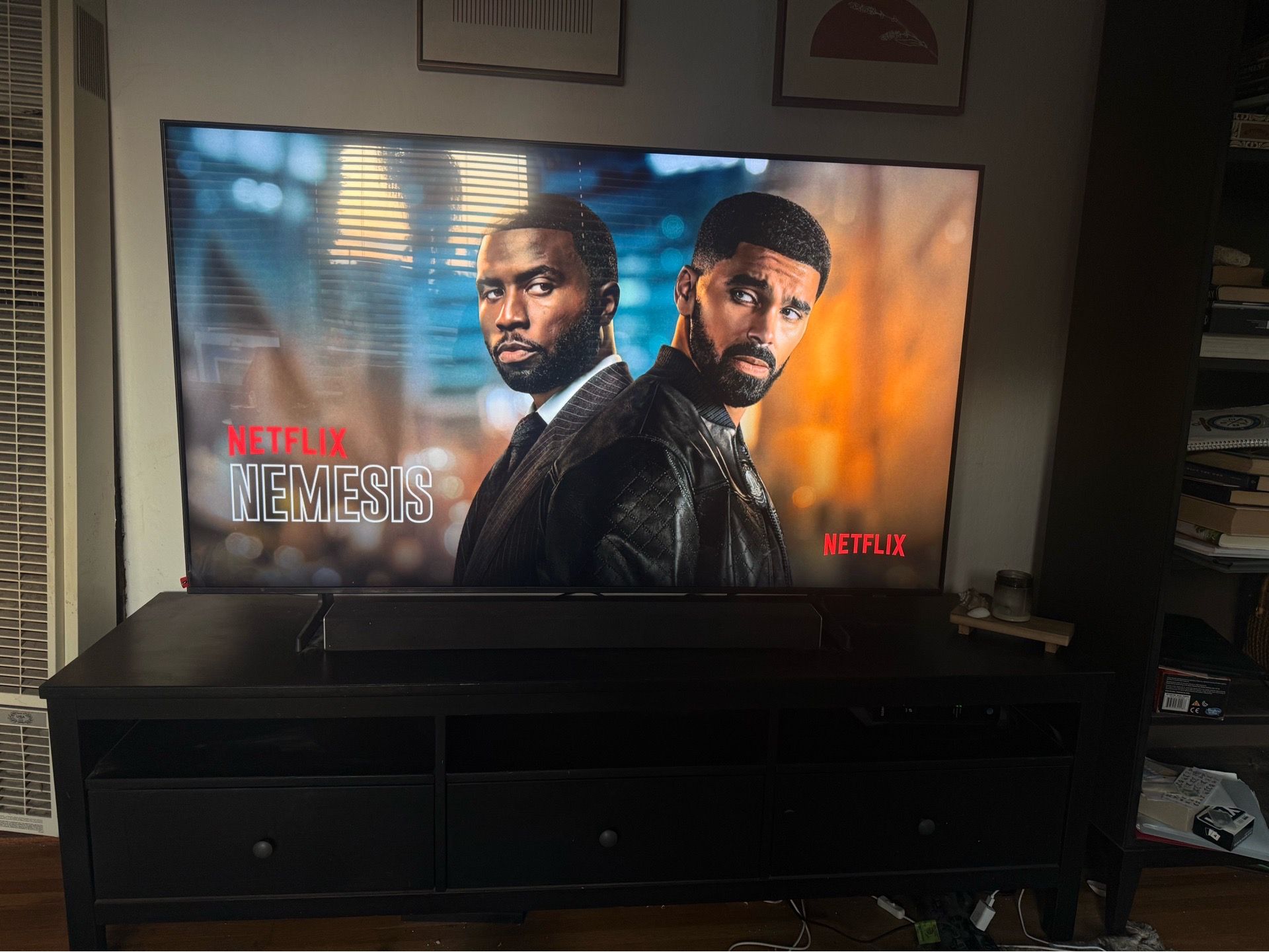 Black TV Stand / Media Console with Drawers – Great Condition