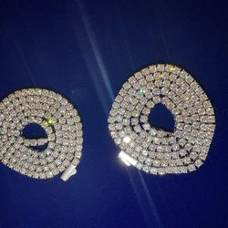 24 & 22 Inch Moissanite Tennis Necklaces, 12.4ct-43.8ct Lab Created Diamond Necklace for Men Women 18k White Gold Plated 925 (2) Tennis Necklaces