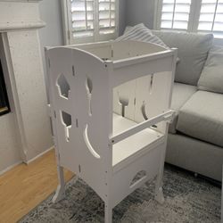 Montessori-Style Toddler Tower White Wood Foldable