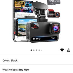 4K+4K Dash Cam Front and Rear, Free 128GB Card Included, 5.8GHz WiFi Dash Camera for Cars, Built-in GPS, G-Sensor, 170°Wide Angle, 3" IPS Screen, 24H 