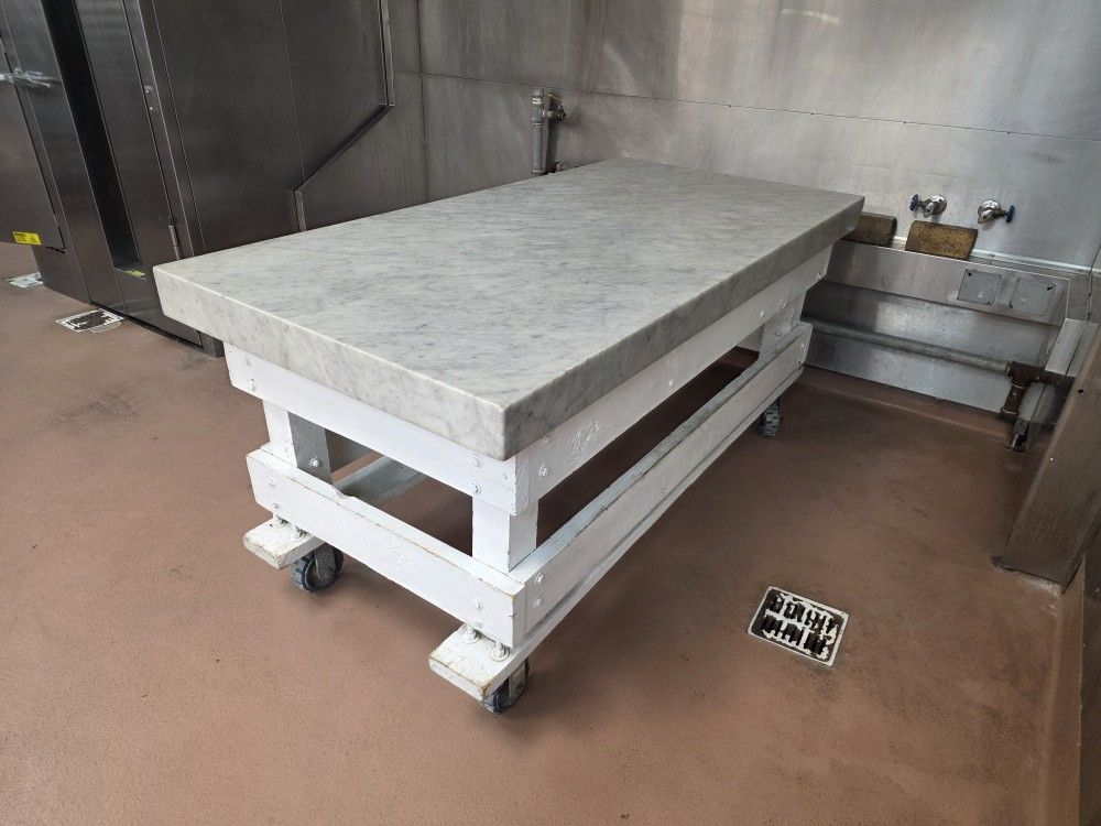 Chocolate confectioners marble table