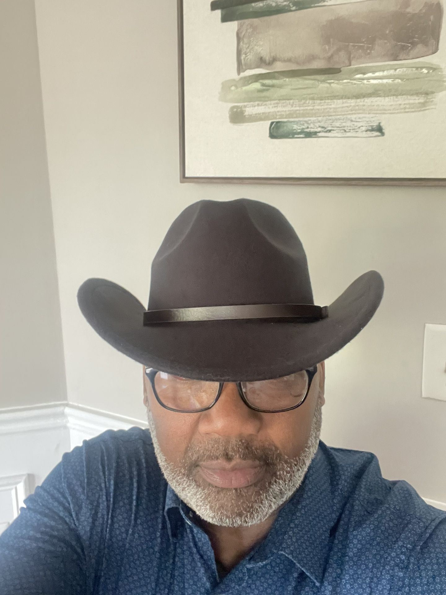 Western Cowboy Hat, Black, One Size Adjustable. 