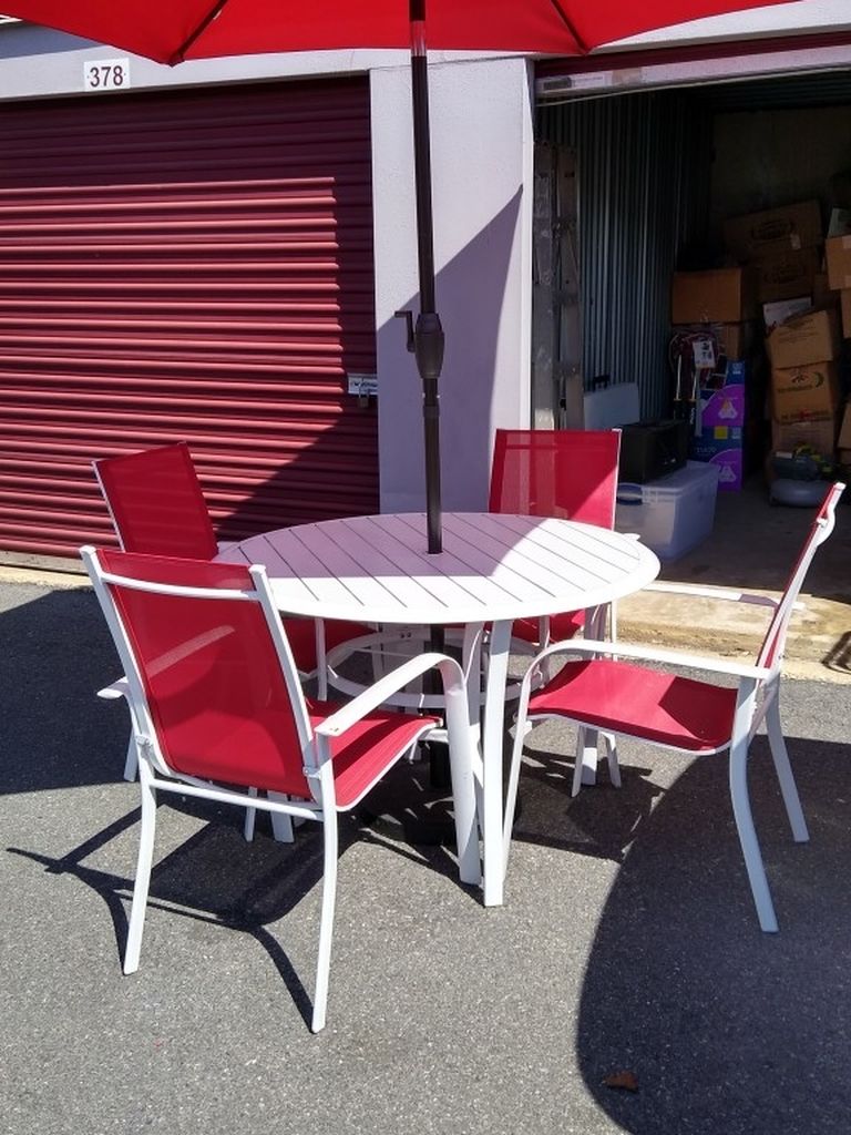 Table.   4.  chairs    Umbrella. &Umbrella.  Stand.   $125