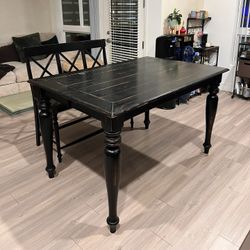 High Top Dark Brown Dinner Table and Bench