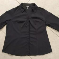 Womens Lane Bryant Button Front Shirt Size 22 Black