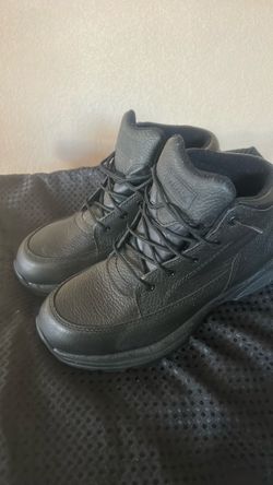 Black Leather Lace-Up Work Boots
