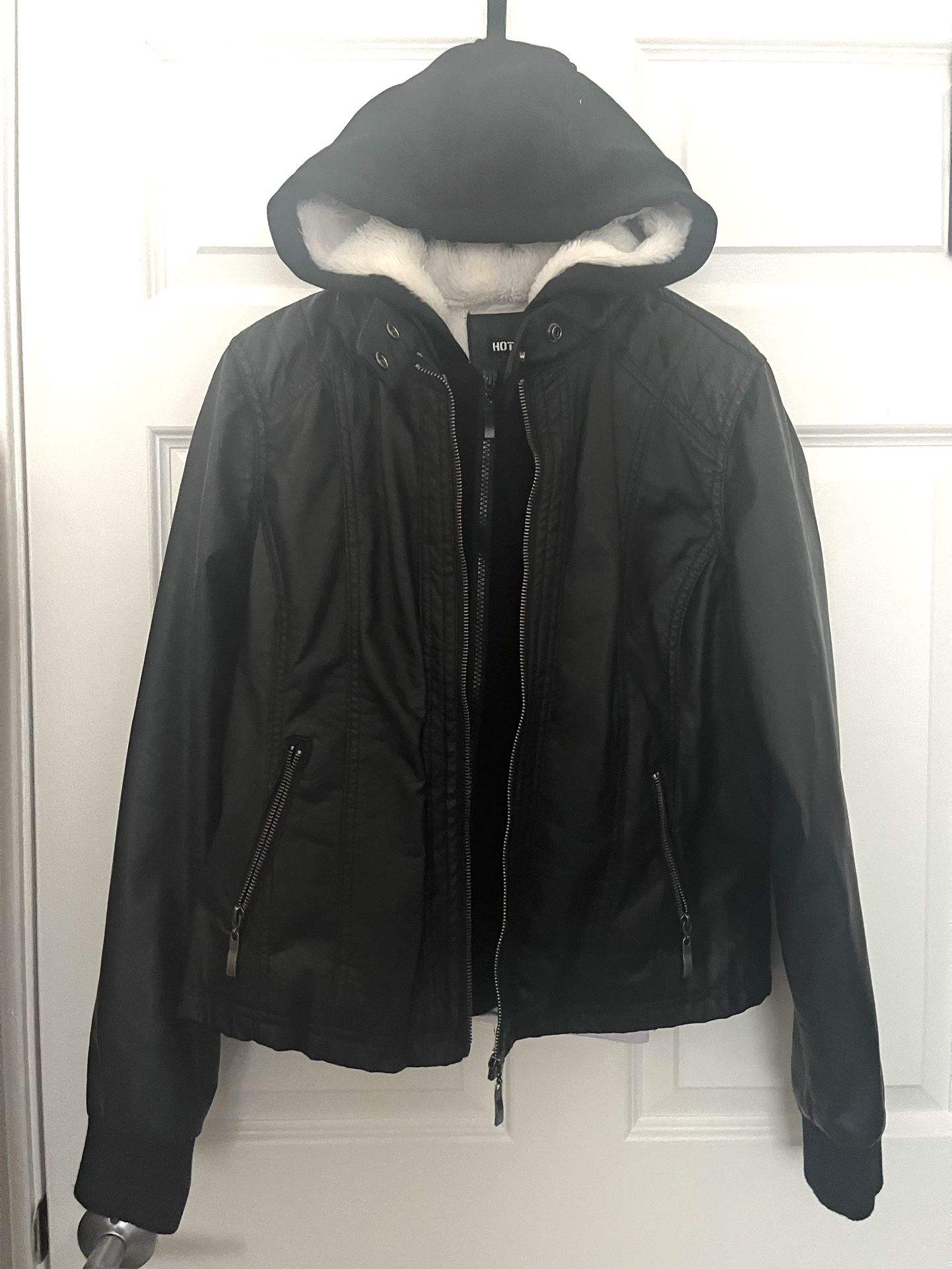 Women’s Hooded Leather Coat