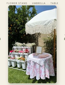 Flower cart and umbrella
