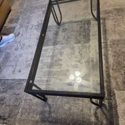 Glass Coffee Table – Modern Black Metal – Moving Sale – Must Go Today!