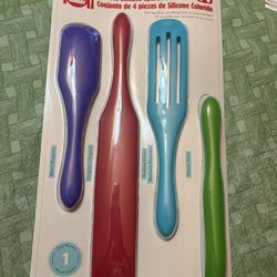 Spurtle Set-4 Piece Silicone Spatula Set-Mad Hungry (brand)-Thin Spatula Set Great For Getting Into Jars, Thinner Containers, Spreading, Sifting, Etc.