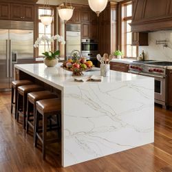 Warehouse Direct SALE Prefab quartz full slab countertop-Calacatte Lumina