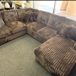Black Corduroy Sleeper Sectional With Storage Chaise 