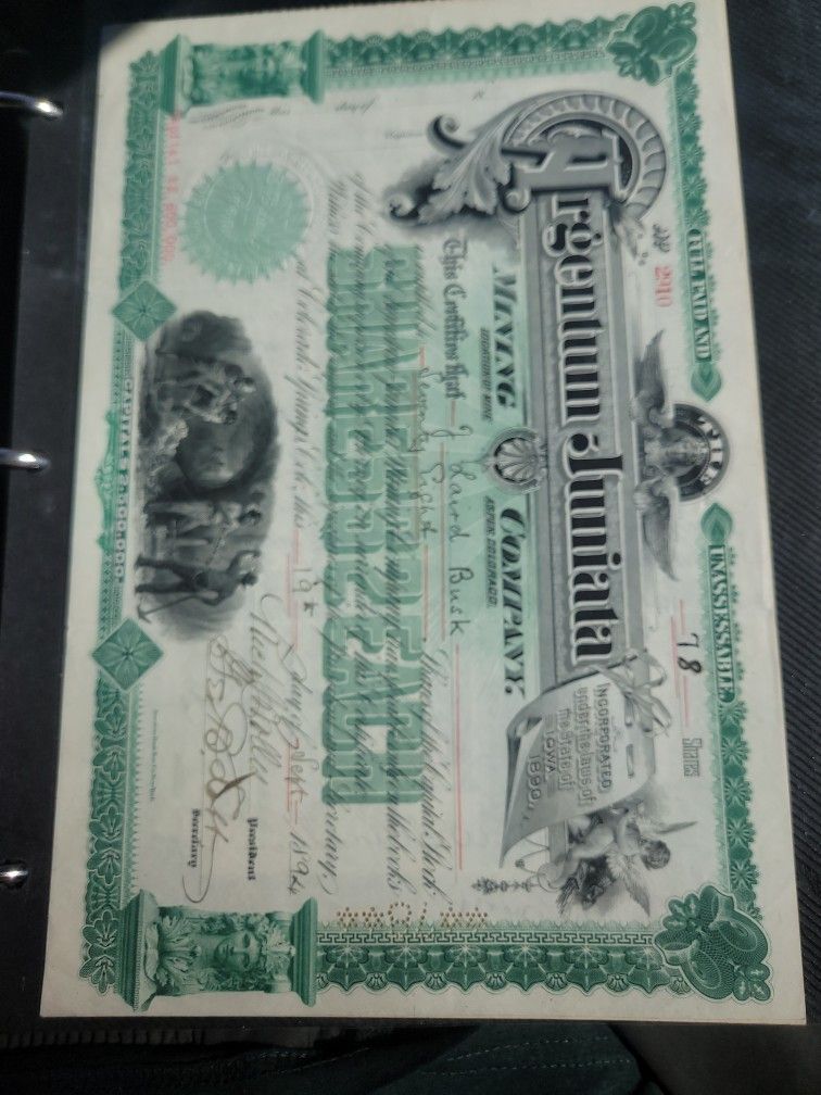 Extremely Rare Vintage Mining Stock Certificate