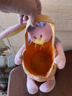 Pink Plush Bunny Easter basket