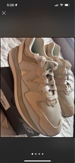 New Balance 574 sneakers in Moonbeam with Rain Cloud colorway. Size US 7.5.  Men’s
