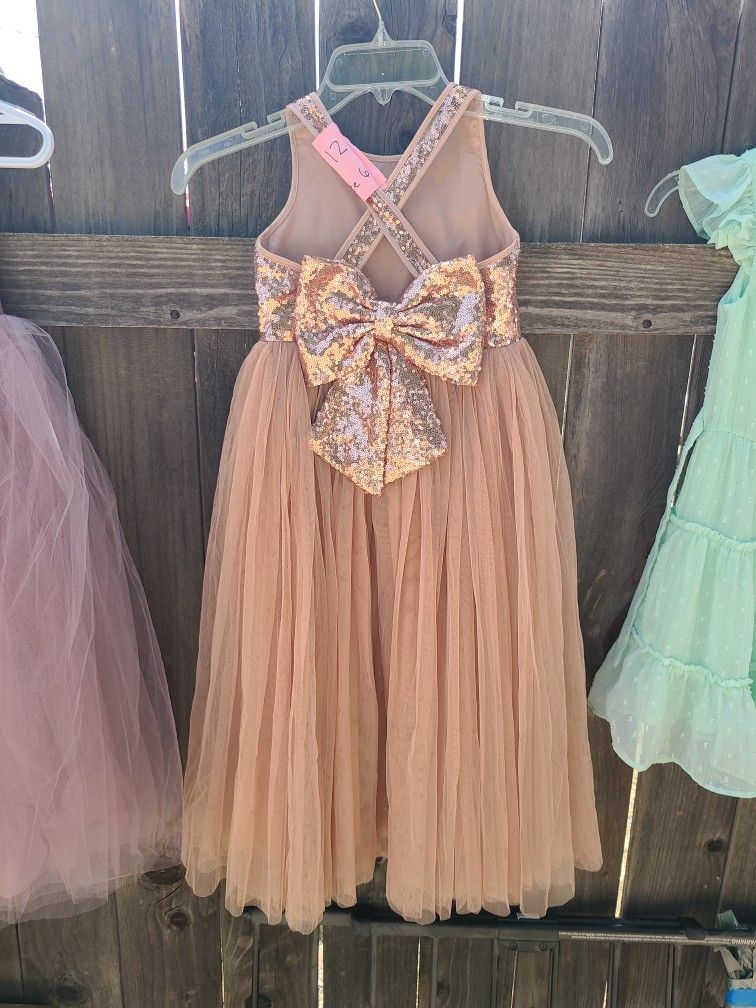 Flower Girl Dress, Size 6T Soft Gold Grils Wedding Dress