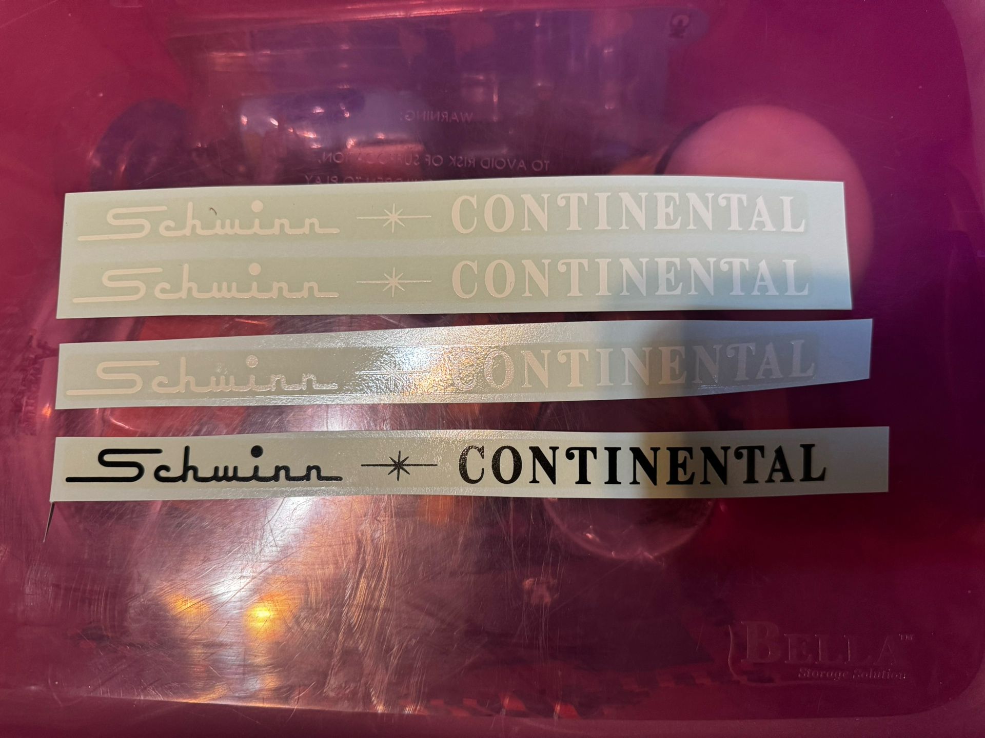 Schwinn Continental Water Transfer Decals For Frame