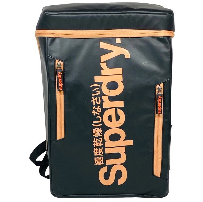 Superdry Fuse Box Waterproof Backpack Black Orange Outdoor Hiking Bag Used