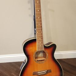 Ibanez Vintage Sunburst Acoustic-Electric Guitar With Stand and Case