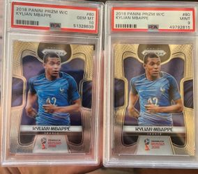 2018 panini prizm World Cup Kylian Mbappe PSA 9&10