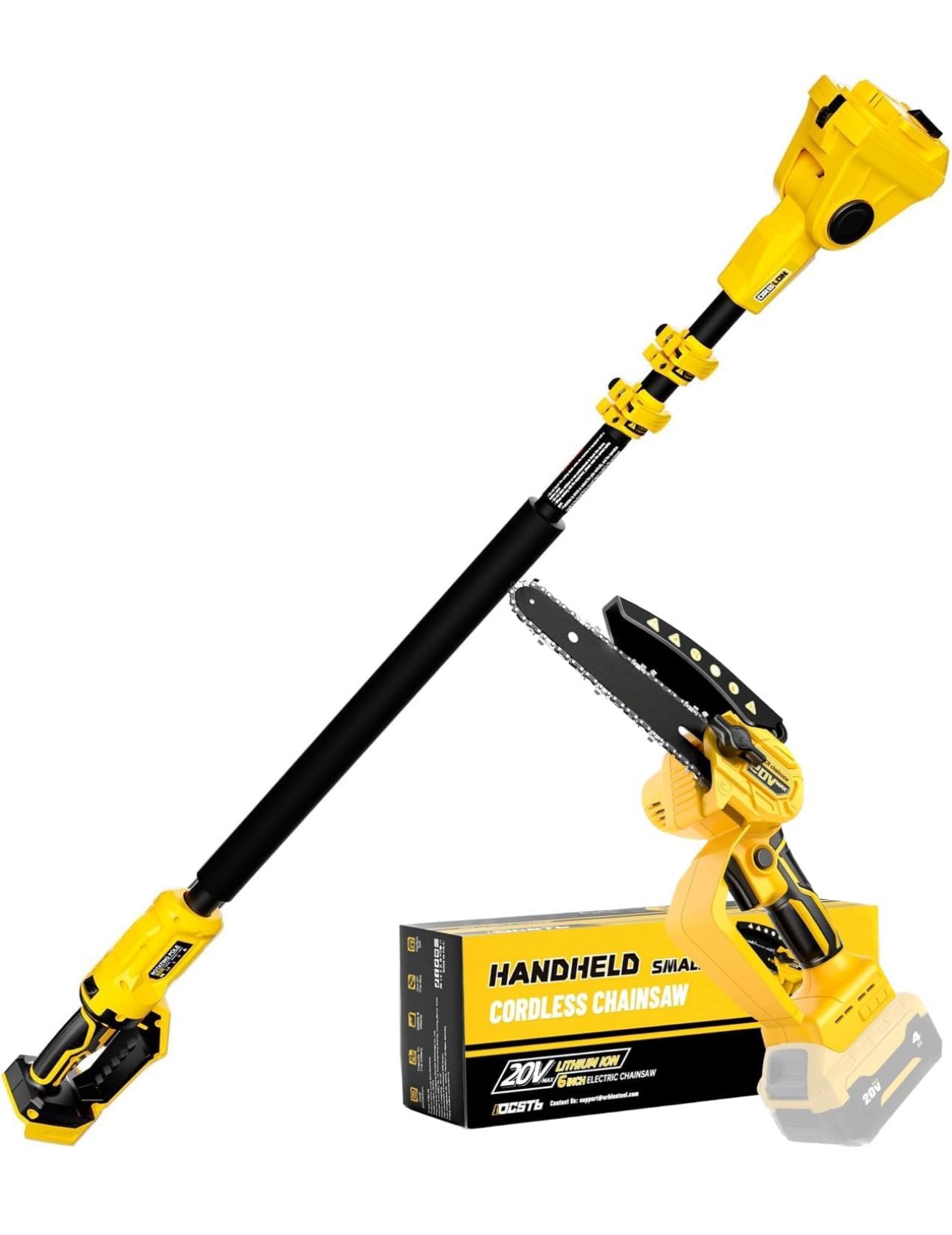 Cordless Pole Saw & Mini Chainsaw 2-IN-1, For 20V Max Battery 6 Inch - Tool Only