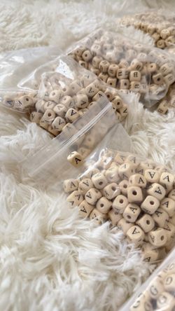 10mm Wood Letter Beads Brand New