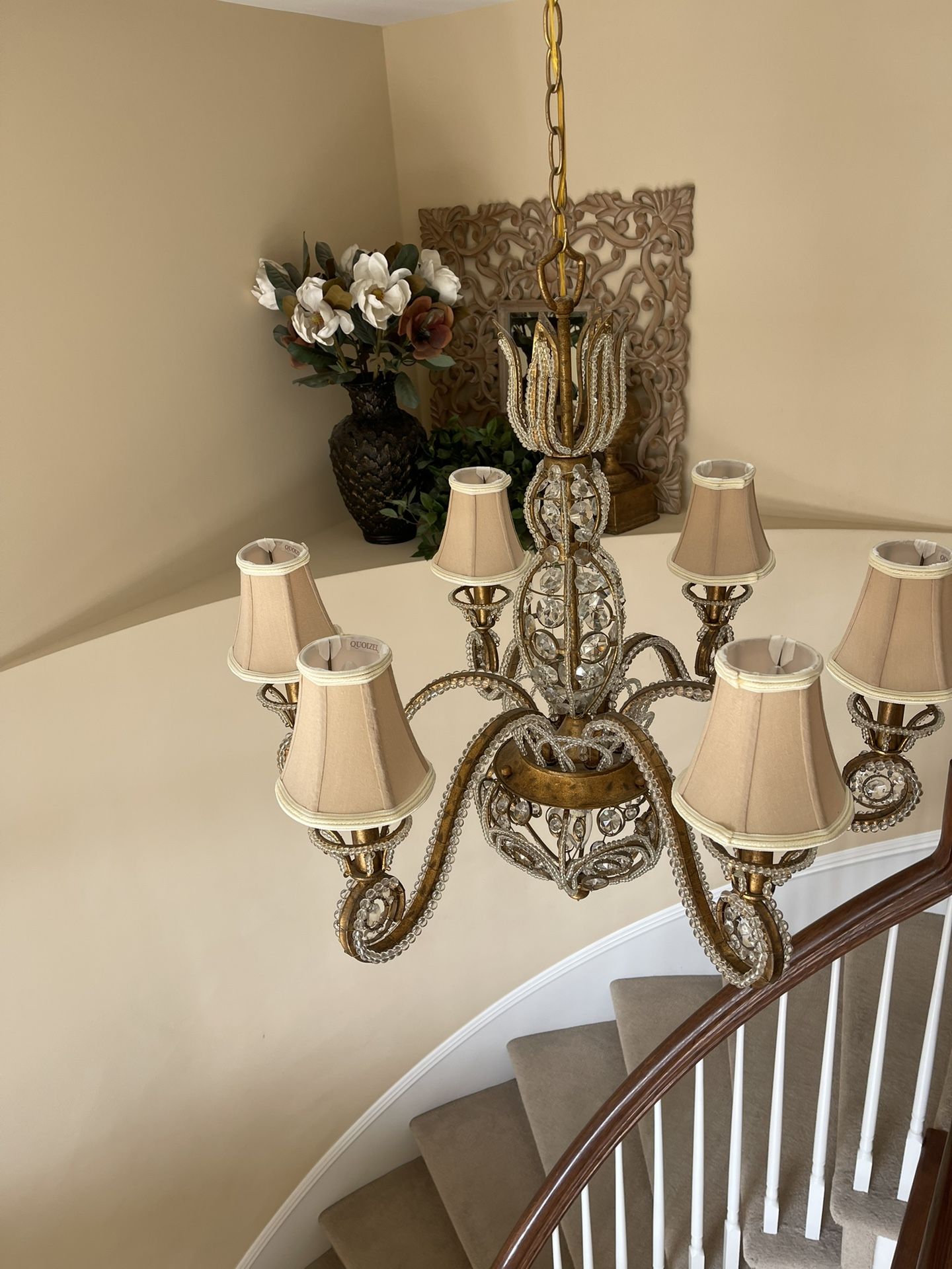 Vintage Chandelier, Quoizel. Maison Bagues style.