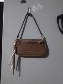 Small Brown Leather Shoulder Bag with Tassels